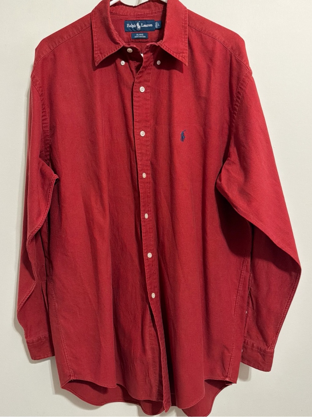Ralph Lauren Men's Red Button-Down BLAKE 100% cotton size L
